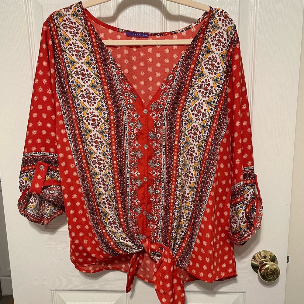 Paisley 3/4 Roll Up Sleeve Blouse